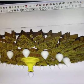 ออกแบบและผลิตลวดลายไทยประดับเพดานด้วยโปรแกรม SketchUp